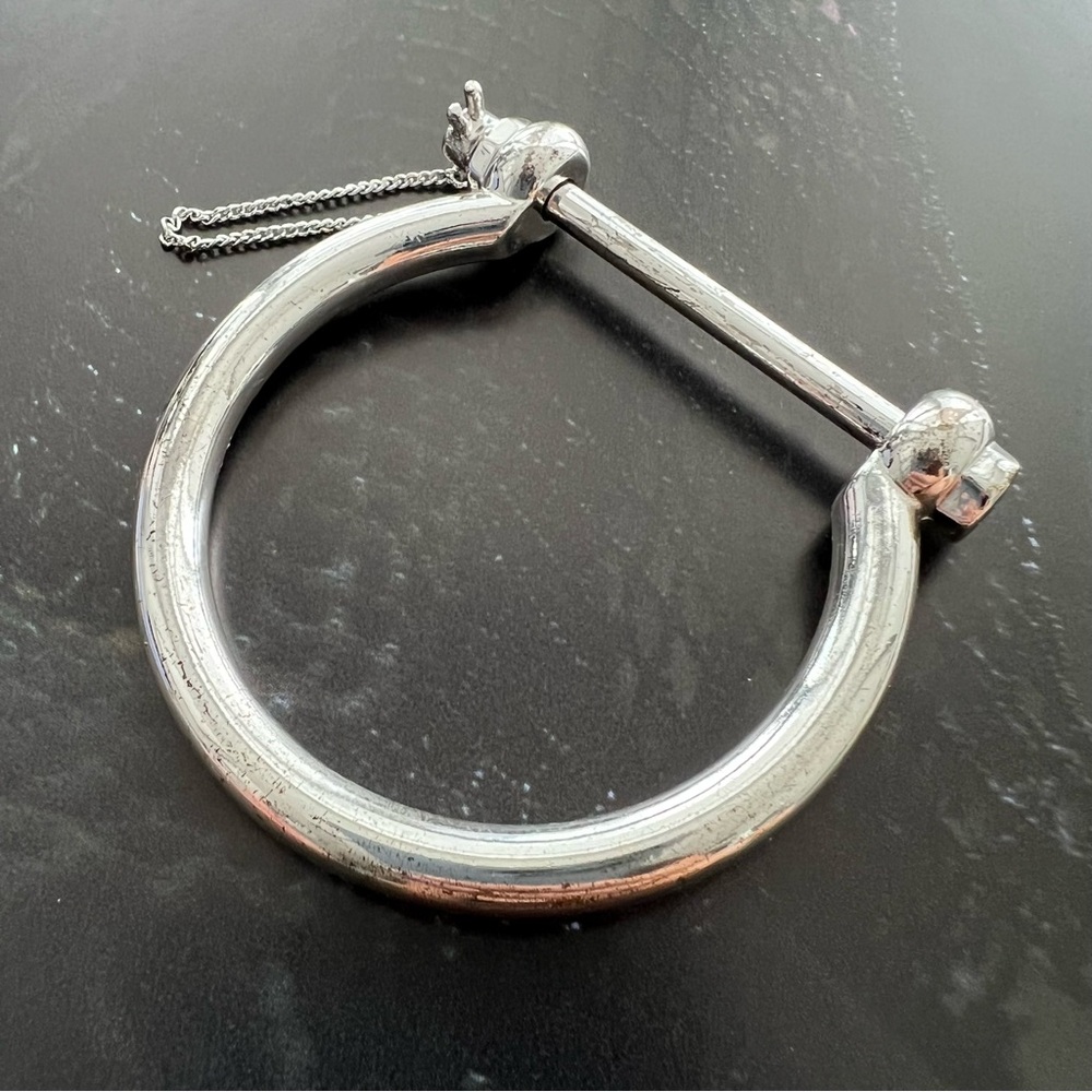 OAK + FORT Silver Magnetic Bar Cuff Bracelet with Chain Detail